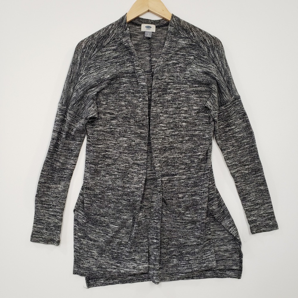 Old Navy Open Front Cardigan Womens Small Gray Marled Knit Relaxed Fit Layering